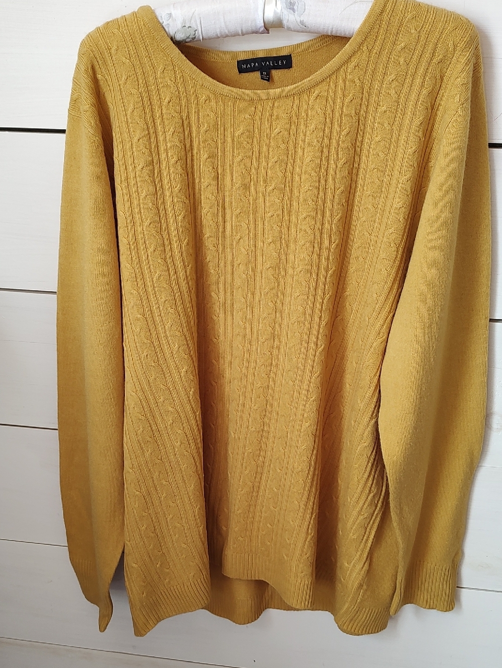 Women's Mustard Cable Knit Sweater 1x
